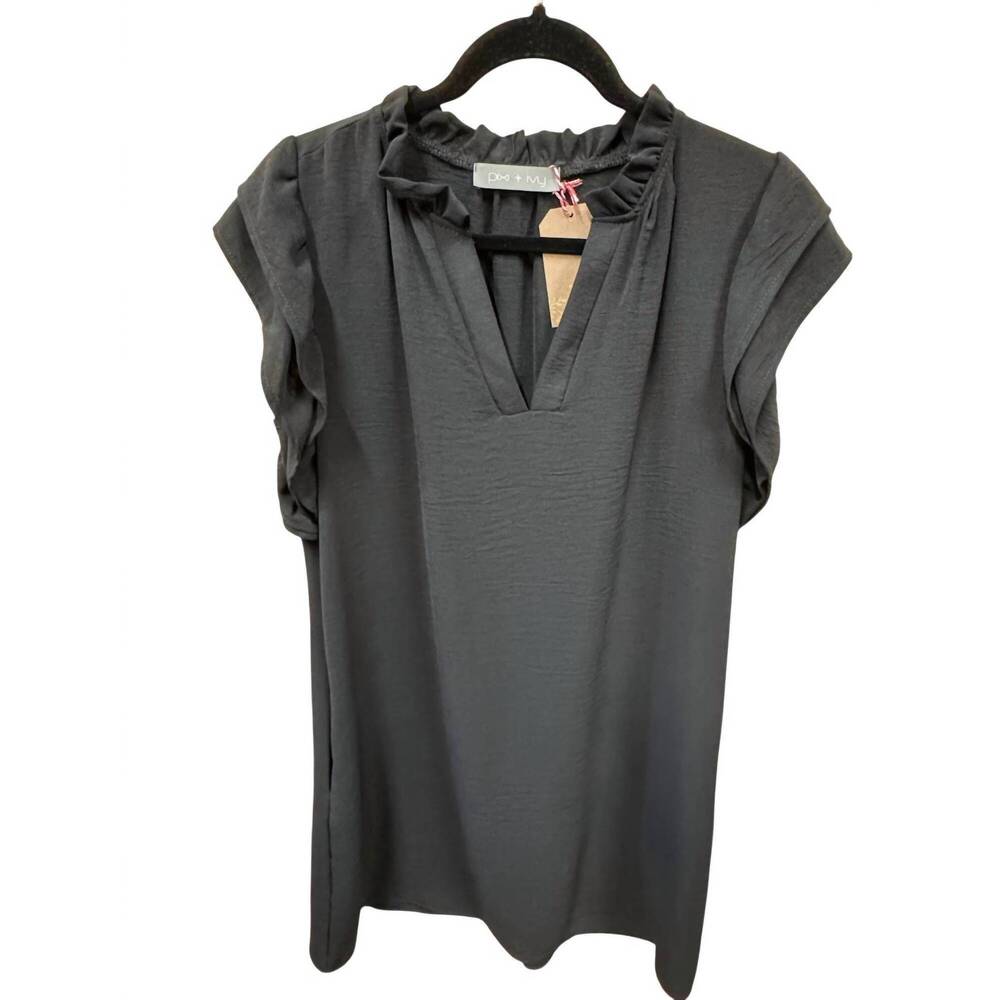 NEW PIXI + IVY women's ruffle short sleeve dress in black